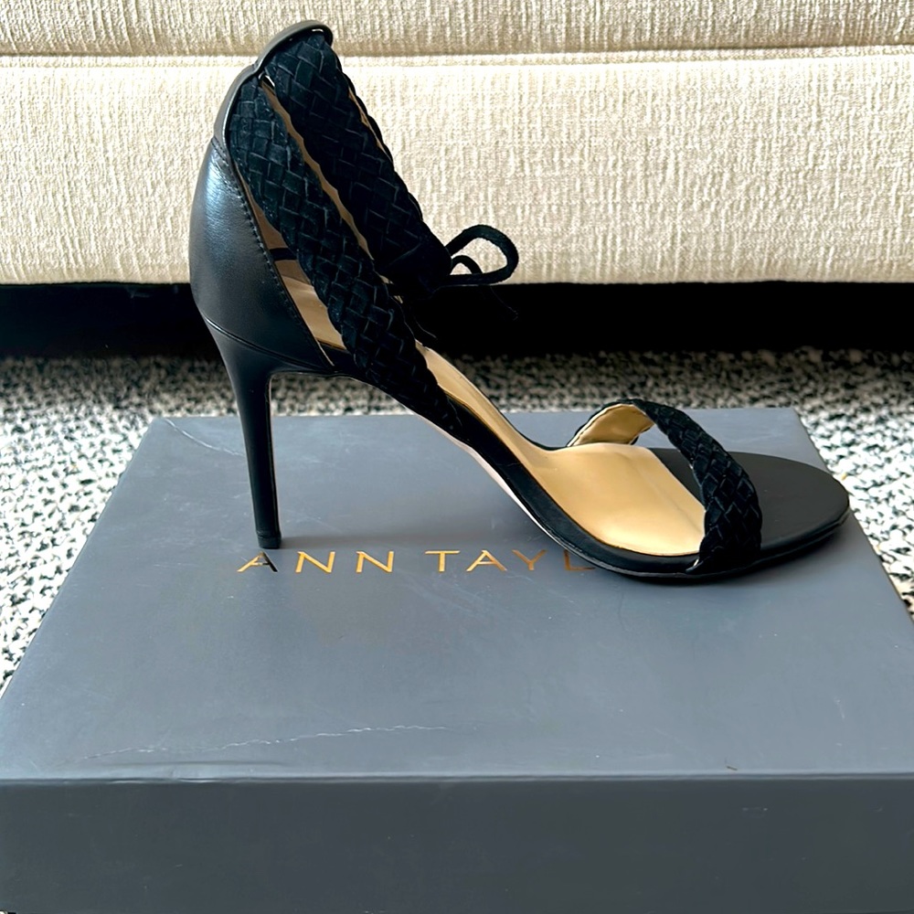 Brand new Ann Taylor heels with ankle tie. Size 8, Black